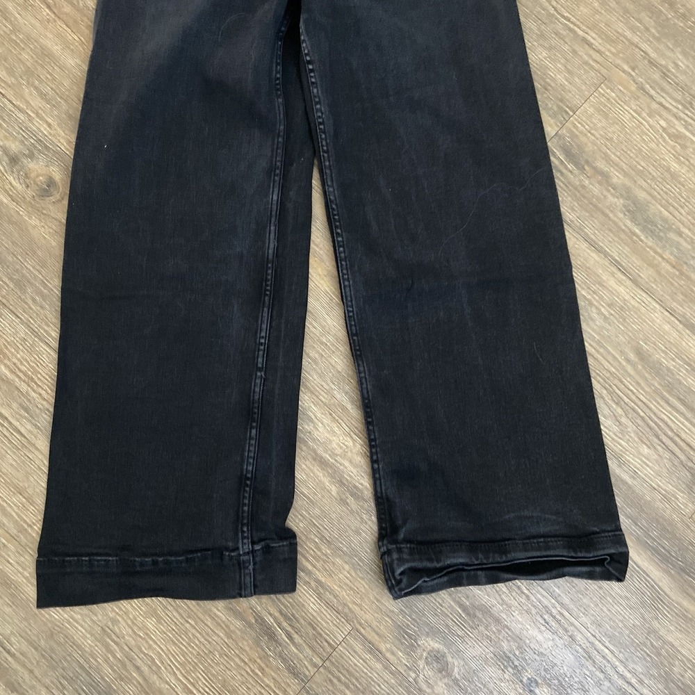 Anthropologie Maeve The Colette Crop Wide-Leg Black Denim Size 27 - Picture 2 of 8